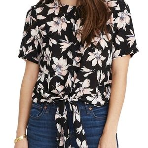 Madewell Silk Button-Back Tie Tee, Winter Orchid